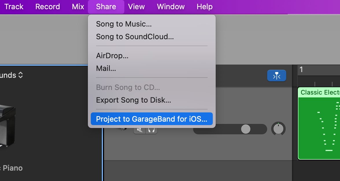 También puede transferir el proyecto de GarageBand de macOS a iOS y exportarlo a su iPhone. 